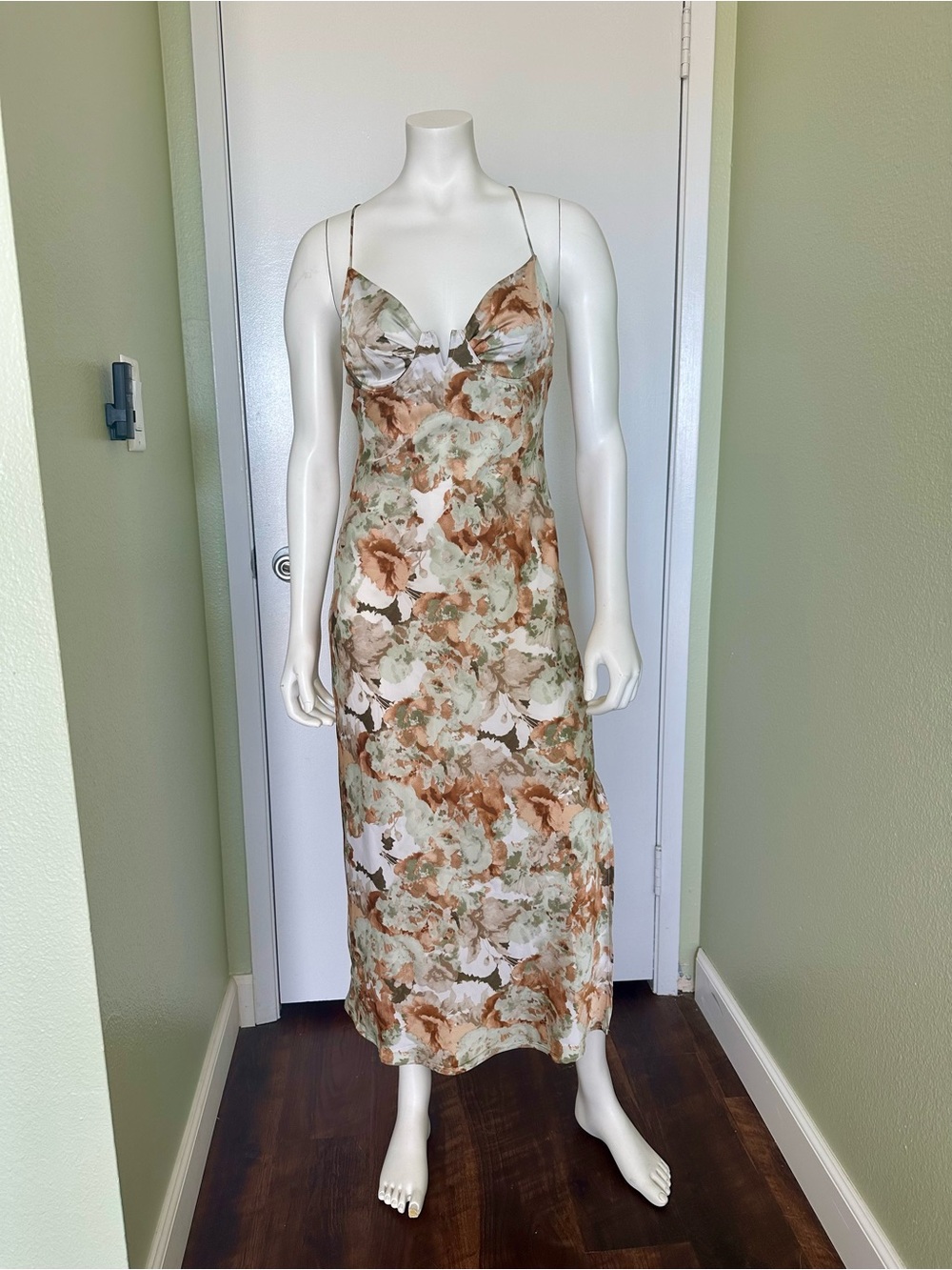 VICI Floral Slip Midi Dress in Earth Tones